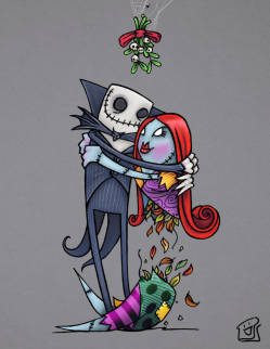 Jack and Sally under the mistletoe